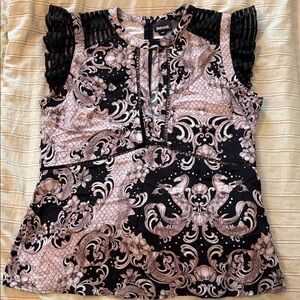 Just Cavalli Black and Pink Baroque Blouse